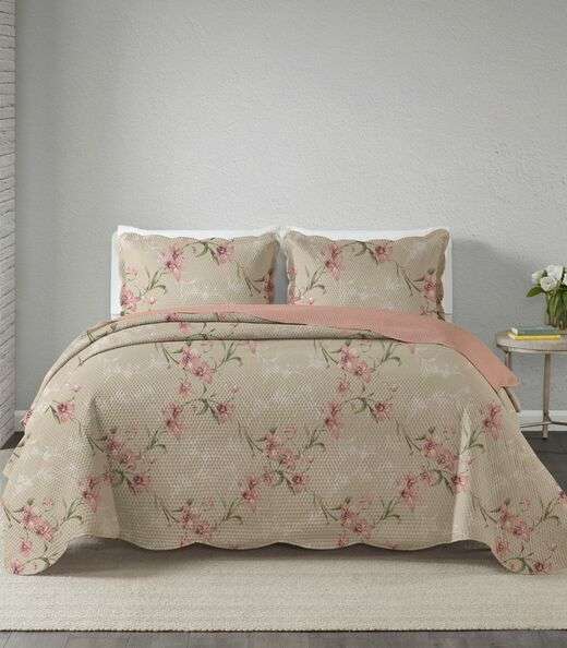 Jogo De Colcha Paris Queen Corttex Bege