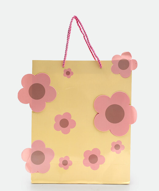 Embalagem Presente Sacola Floral Marisa Rosa