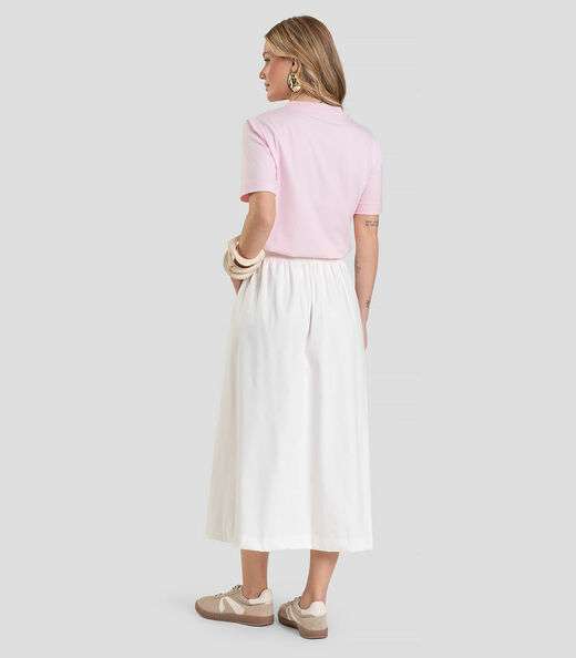 Saia Midi Feminina em Sarja Dianna Bege