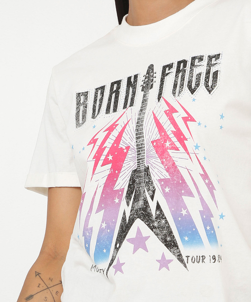 Blusa Feminina Estampa Guitarra Manga Curta Marisa