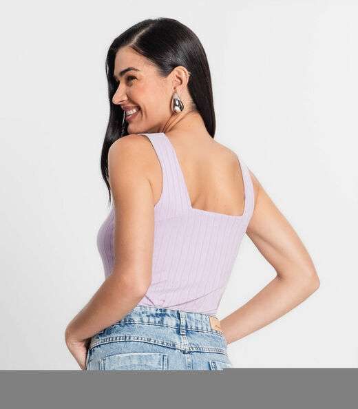 Regata Canelada Feminina Infinita Cor Roxo