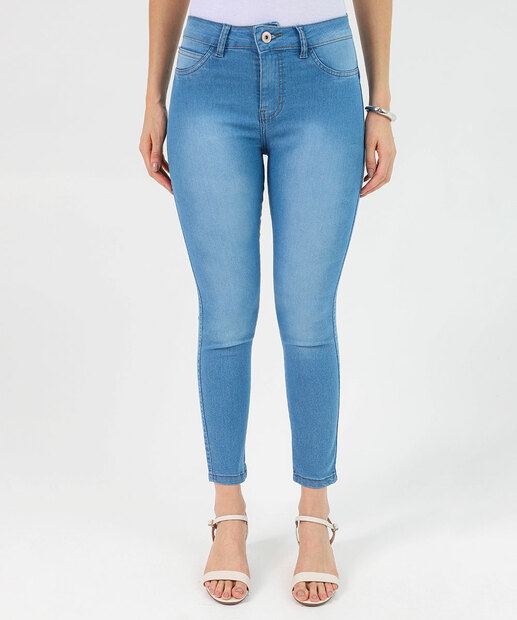 Calça Jeans Skinny Feminina Cintura Média Biotipo Azul