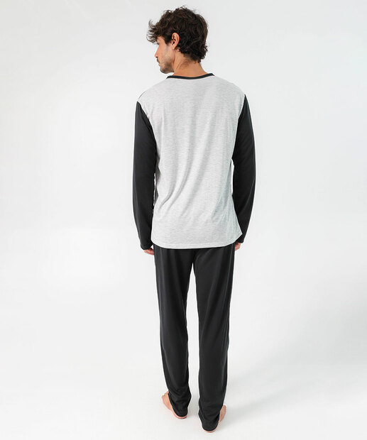 Pijama Masculino Bicolor Manga Longa MR Preto