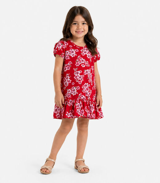 Vestido Infantil Menina Em Cotton Leve Select Vermelho