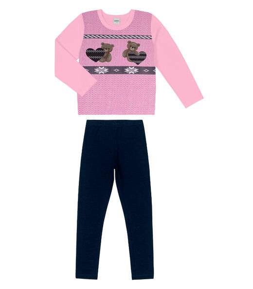 Conjunto Infantil Feminino Ursinho Select Rosa
