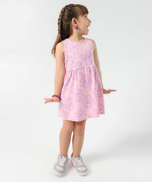 Image_Vestido Infantil Estampa Stitch e Angel Tam 4 a 10 Rosa
