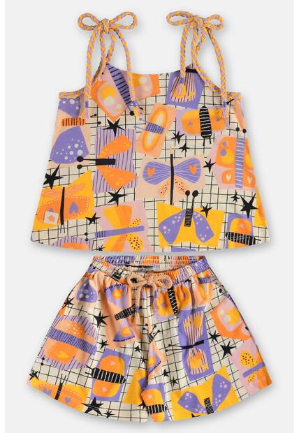Conjunto Menina com Blusa e Short Três e Já