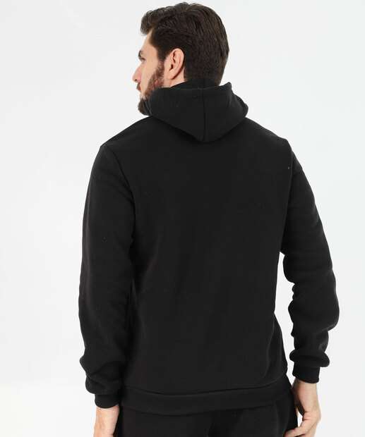 Blusão Masculino Fitness Moletom Canguru Capuz MR Preto