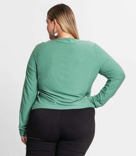 Blusa Feminina Manga Longa Em Viscose Secret Glam Verde