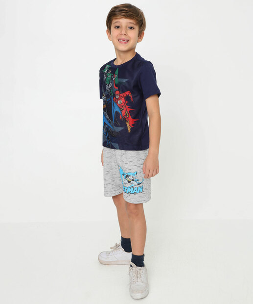 Camiseta Infantil Super Heróis Tule Warner Tam 4 a 10 Azul