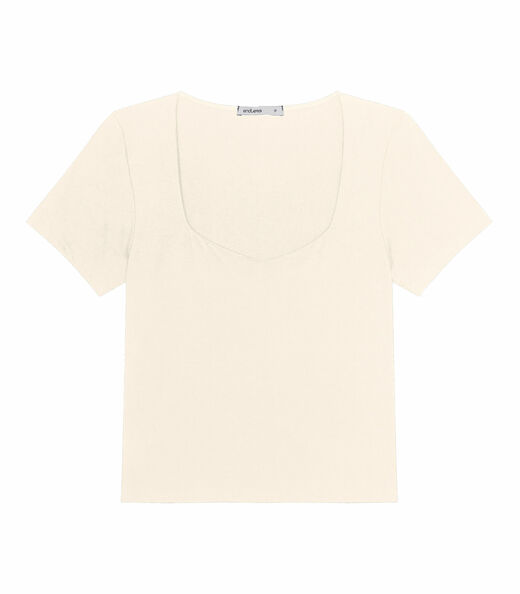 Blusa De Viscotorcion Com Decote Feminina Endless Bege
