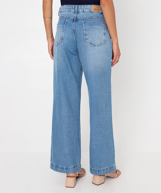 Calça Feminina Jeans Wide Leg Petit Sawary Azul