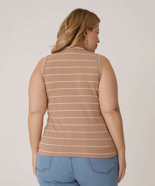 Blusa Plus Size Feminina Regata Canelada Marisa