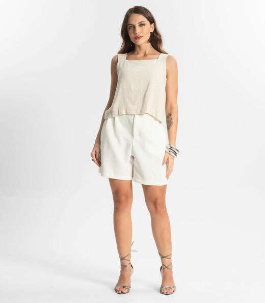 Regata Feminina Em Linho Endless Bege