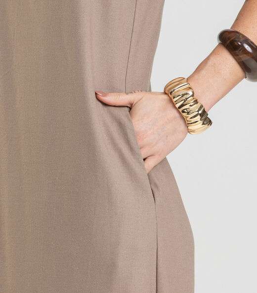 Vestido Midi Feminino em Tecido Linho Dianna Marrom