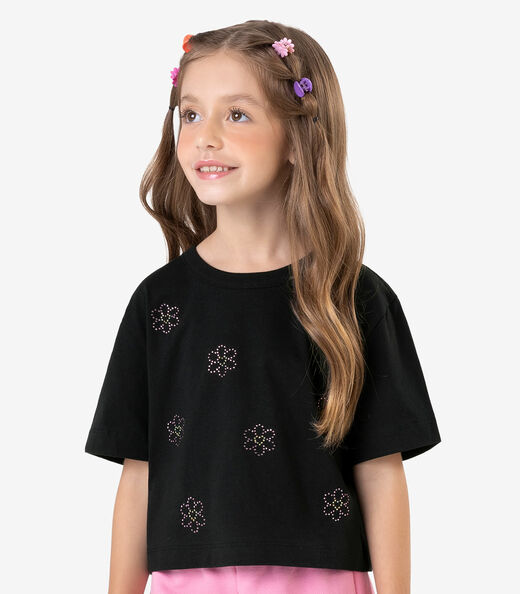Conjunto Blusa com Shorts Meia Malha Rovi Kids Preto