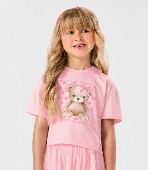 Conjunto Menina Blusa Com Shorts Saia Trick Nick Rosa