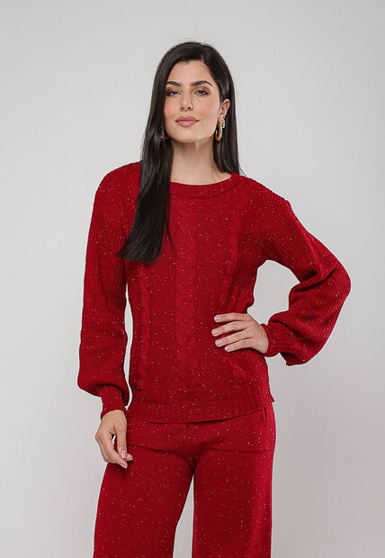 Image_Blusa de Tricot Boton? com Trama Texturizada Vermelho Salvatore