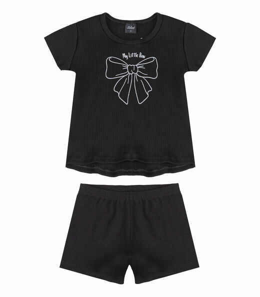 Conjunto Infantil Feminino Blusa E Short Select Preto