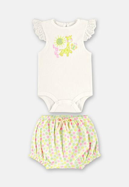 Conjunto Body Short Bebê Menina Up Baby