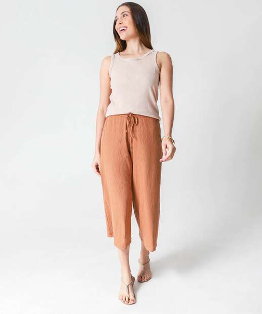 Blusa Regata Feminina Canelada Marisa Bege