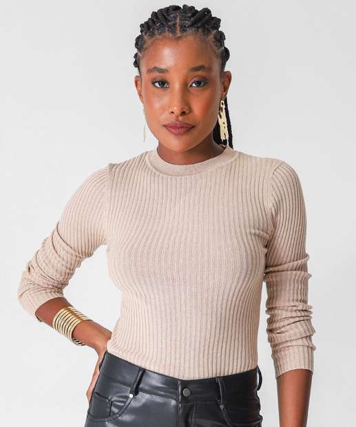 Image_Suéter Feminino Canelado Marisa Bege