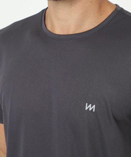 Camiseta Masculina Fitness Manga Curta MR Cinza