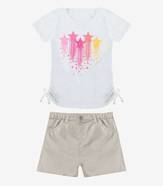 Conjunto Infantil Blusa Com Shorts Rovi Kids Marrom