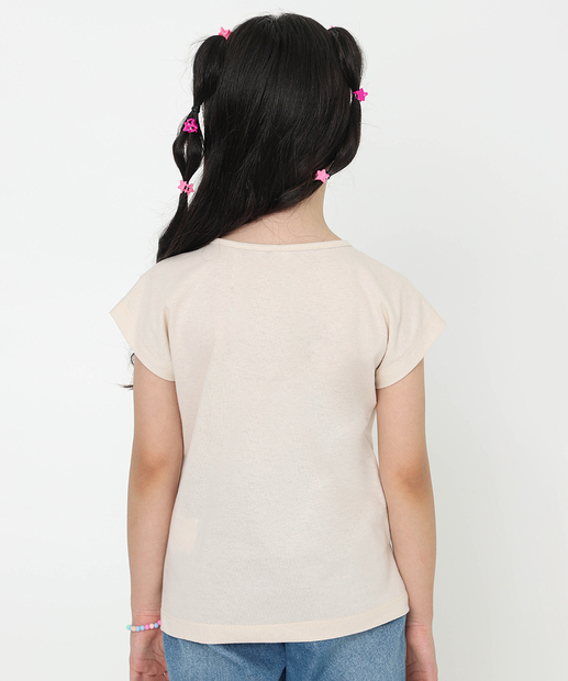 Blusa Infantil Estampa Stitch Tam 4 a 10 Bege