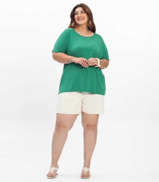 Blusa Manga Curta Feminina Plus Size Secret Glam Verde
