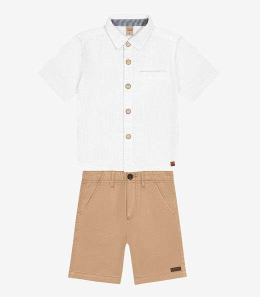 Conjunto Masculino Camisa com Bermuda Trick Nick Branco