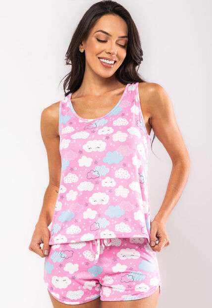 Image_Pijama Short e Regata Malha Rosa Salvatore Fashion