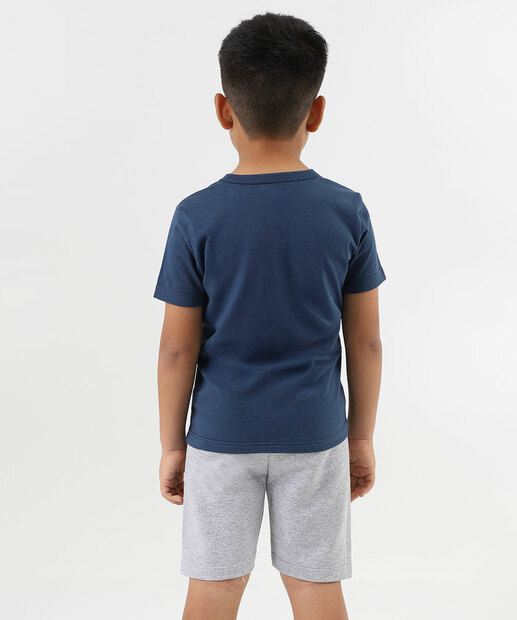 Conjunto Infantil Stitch Manga Curta Tam 4 a 10 Azul