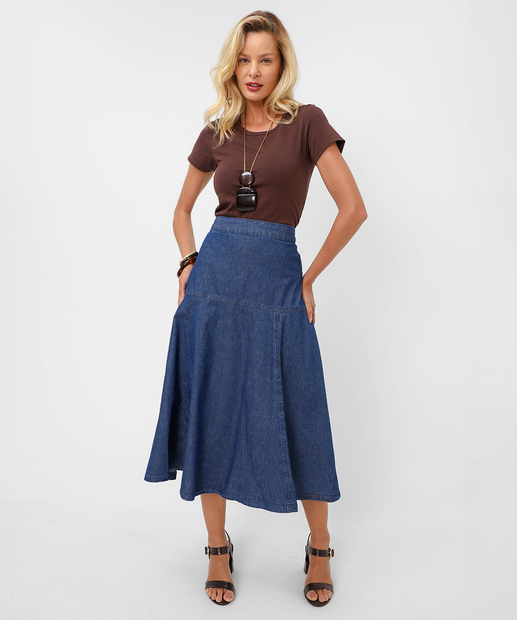 Image_Saia Midi Jeans Evasê Feminina Marisa Azul