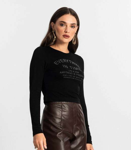 Blusa Feminino Manga Longa Endless Preto