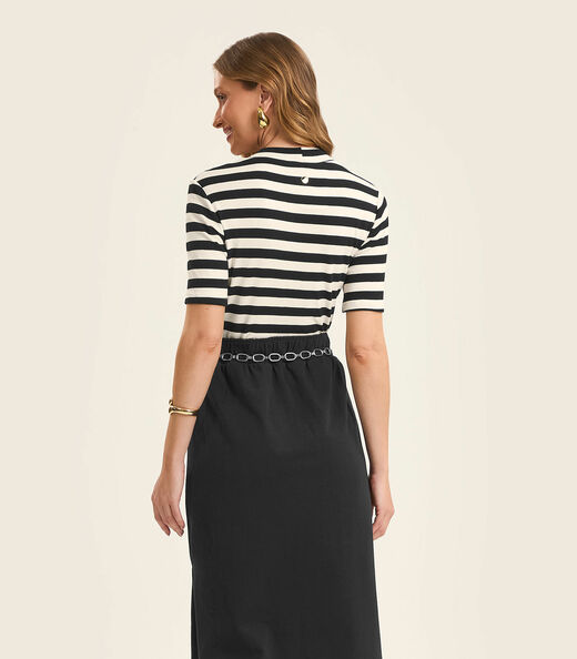 Blusa Cropped em Ribana de Viscose Rovitex Preto