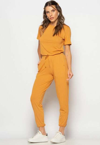 Image_Conjunto Blusa Gola Redonda M/C e Jogger Recortes Malha Caramelo Salvatore