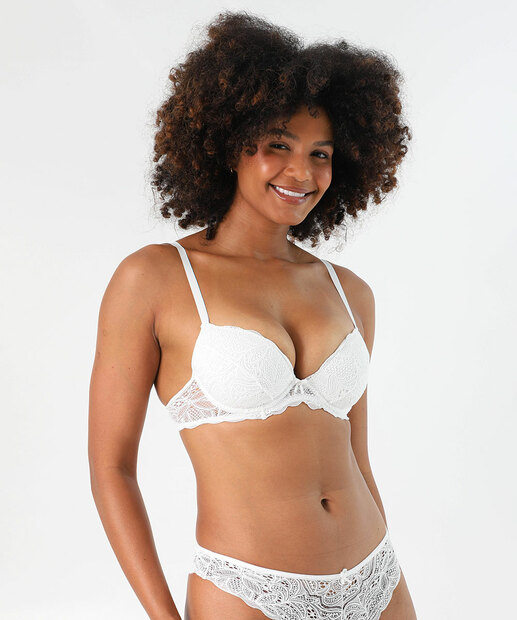 Sutiã de Renda Com Base e Bojo Marisa Off White