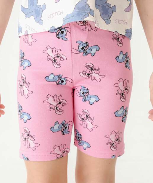 Bermuda Infantil Ciclista Stitch Disney Tam 4 a 10
