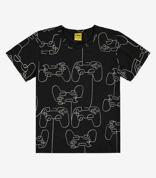 Camiseta Infantil Meia Malha Rovi Kids Preto