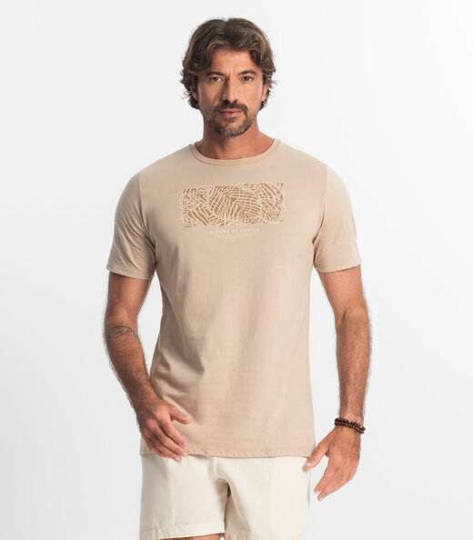 Camiseta Masculina Meia Malha Diametro Marrom
