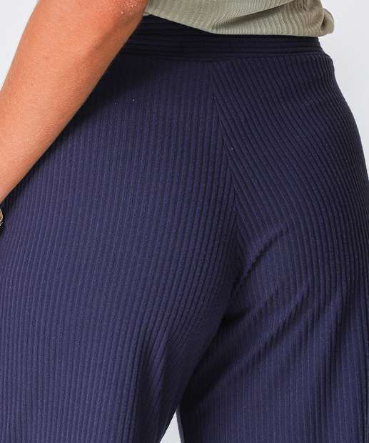 Calça Reta Feminina Canelada Marisa Azul