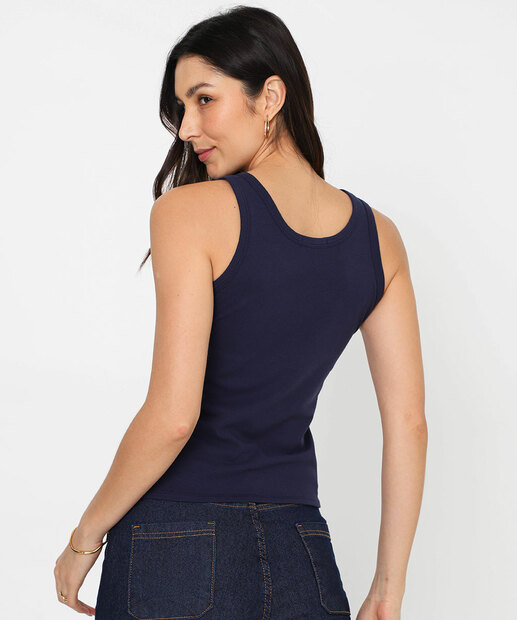 Blusa Regata Feminina Cotton Marisa Azul