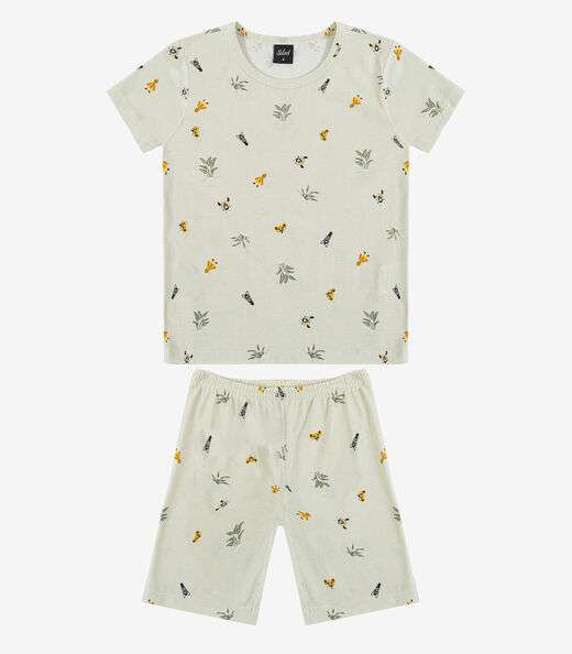 Pijama Infantil Camiseta e Bermuda Select Bege