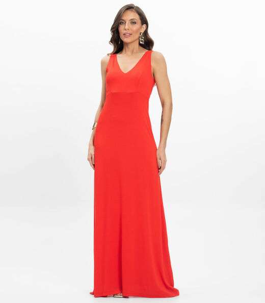 Image_Vestido Feminino Longo Visco Maquinetada Endless Laranja