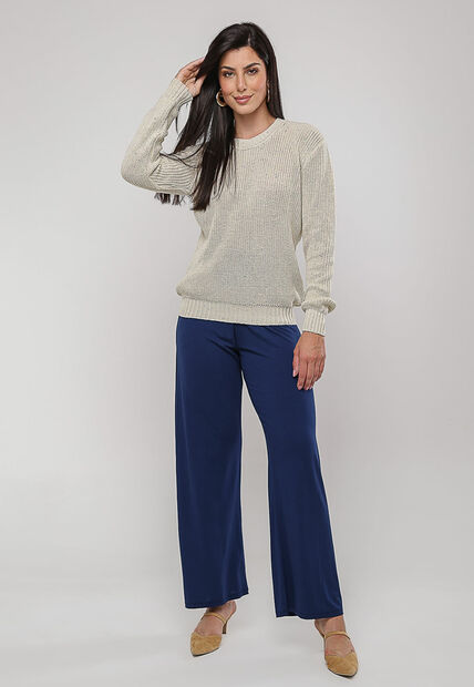 Blusa de Tricot em Fio Boton? Marfim Salvatore