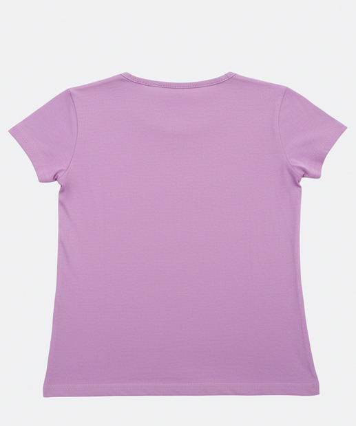 Blusa Infantil Manga Curta Estampa Love Marisa Tam 4 a 10 Lilás