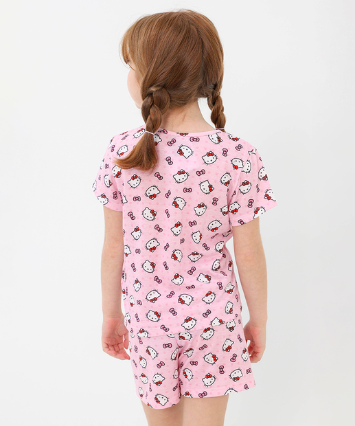 Pijama Infantil Hello Kitty Tam 4 a 12 Rosa