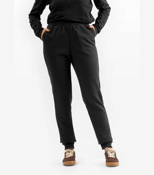 Calça Feminina Jogger Em Moletom Peluciado Rovitex Preto