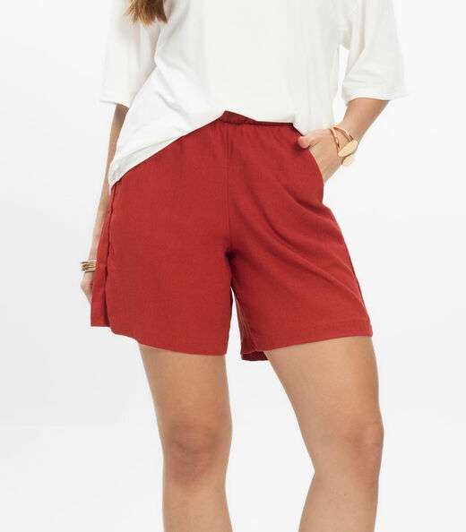 Bermuda Feminina Tecido Linho Rovitex Vermelho